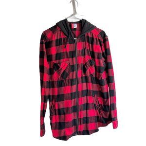 H&M DIVIDED Red & Black Plaid Flannel Shirt Jacket Women's 10